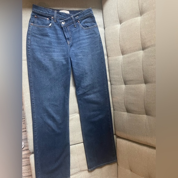 Abercrombie & Fitch Dark Blue straight leg crossover waist jeans - Picture 3 of 4